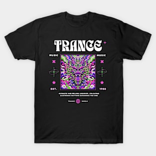 TRANCE  - Trippy Dragon Face (White) T-Shirt